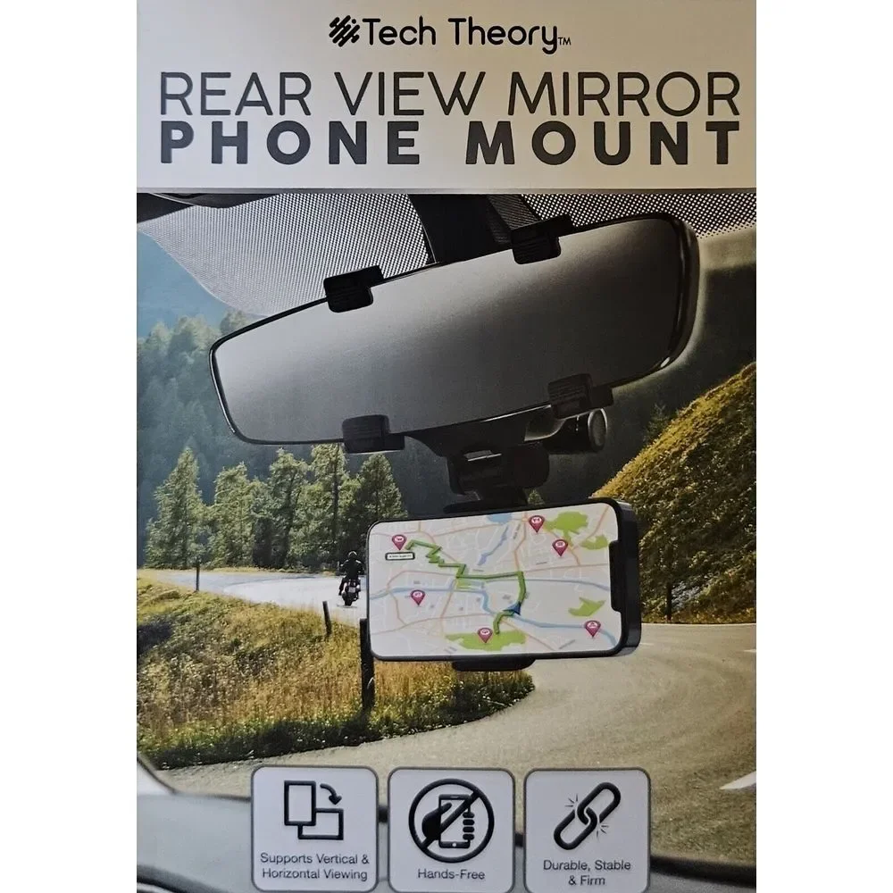Tech Theory Rear View Mirror Phone Mount Hands Free, Durable, Stable and Firm.